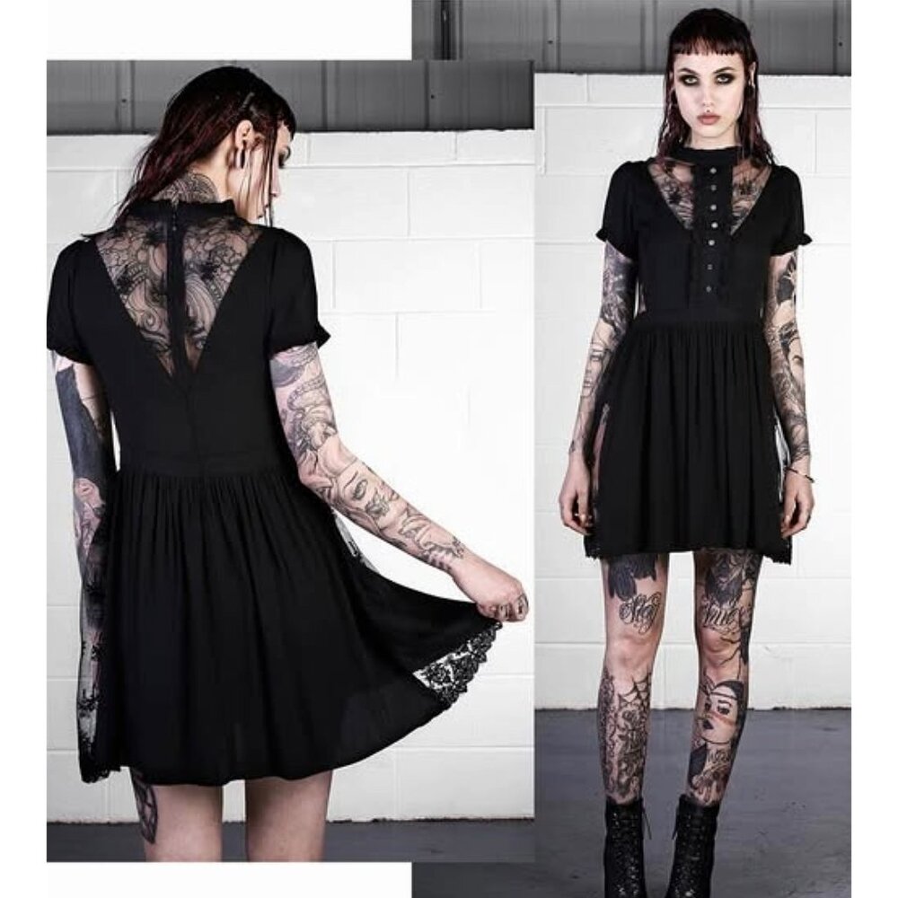 Disturbia Black Lace Gothic Dress